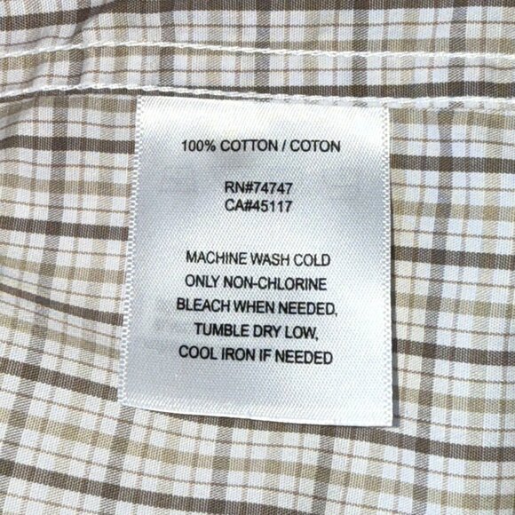 RedHead Mens Short Sleeve Button-Down Plaid Shirt Beige/Brown Cotton Size L - Picture 5 of 5